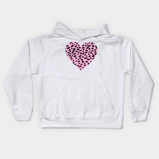 Pink Cheetah Leopard Heart Shape Kids Hoodie